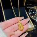 Goldene Titanstahl-Halskette mit hohlem Geldbeutel-Anhänger in hochwertiger Ausführung - Geldbeutel-Stil (X043) / 18K-Gold / Gold