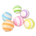 Set of 6 rainbow striped flour squishy stress balls in green blue orange pink and yellow - 7cm / New Solid Rainbow