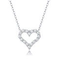 Classic 925 sterling silver heart necklace featuring a 1 carat round moissanite pendant - (s925 Silver + Moissanite N12373) / Chain Length 40cm + 5cm (extension Chain)