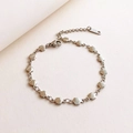 Silbernes Kleeblatt Armband aus Edelstahl mit verstellbarer Kette und Karabiner - Armband / Stahlfarbe