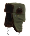 Gorro de aviador verde militar con forro de piel sintética marrón y orejeras térmicas - Talla única / Estilo Vintage con Orejas - Verde