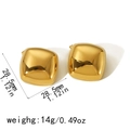 Polished 18k gold plated stainless steel square stud earrings with size and weight info - Gold Smooth Square Stud (TE6659-G)