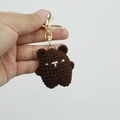 Portachiavi orsetto marrone fatto a mano all'uncinetto con anello in metallo - Mini orso caffè