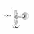 Silver flower cartilage piercing stud with marquise crystals and 0.79cm size dimensions - Double Marquise Gem Style (2604-7#) / Silver