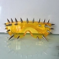Cyberpunk goggles with transparent yellow lenses and silver metallic spikes for parties - No. 3 25 Spikes / Yellow