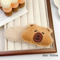 Cute brown plush capybara hair clip 10.5cm displayed on a rustic wooden jewelry tray - 4# BB Clip Style