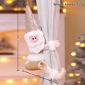 Fermatende Babbo Natale in velluto champagne con paillettes, decoro natalizio, 35x20cm - Babbo Natale