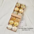Set van 12 gouden kerstballen van 6cm met diverse afwerkingen in een kartonnen doos - 6cm 12 Stuks / Helder Goud