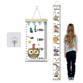 Kids height measurement chart with cartoon animals and wood frame for wall hanging décor - Indian Animals