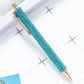 Sky blue crystal retractable ballpoint pen with elegant rose gold metal accents - Lake Blue (Rose Gold Parts)
