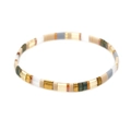 Bracciale Tila bohémien con perline rettangolari color oro, grigio e bianco crema - Oro Vintage Verde Grigio (TL-B190056A)