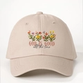 Gorra de béisbol beige ajustable con estampado floral y bordado God Is Good - Talla única / Caqui Claro