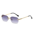 Vintage rimless square sunglasses with purple gradient lenses and gold diamond accents - Gold Frame Gradient Grey C6