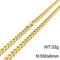 Cadena cubana clásica bañada en oro de 18K, ancho 6mm y largo 550mm, peso 32g - Dorado (KN198165-Z)