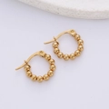 Fashionable gold beaded hoop earrings in a minimalist circular design on white background - 15mm / Gold