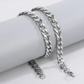 Sleek silver stainless steel Cuban link necklace with polished finish and lobster clasp - 10mm-Bracelet / Silver