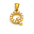 Golden letter Q pendant with inlaid white pearls and refined metallic finish - Letter Q