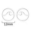 Fashionable 12mm silver stainless steel geometric hollow round earrings with wave pattern - 158 Round Wave - Steel Color