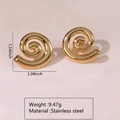 Polished golden spiral stud earrings in stainless steel for a beach vacation style - Polished Spiral Style (FYD6113)
