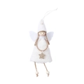 Handgemaakte witte vilten engel ornament met puntmuts en gouden ster voor de boom - Nibu Punthoed Engel Witte Stijl / Wit
