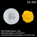White 3D rose silicone mold and yellow flower candle sample on black background - 6#15-242 Rose / Clear