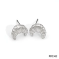 Boucles d'oreilles croissant en argent poli au fini minimaliste en acier inoxydable - Argent
