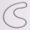 Close-up of rainbow metal Cuban link chain necklace with polished 7mm NK flat links - Brushed Cuban Link Style / Multicolor Necklace