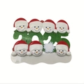 Family of 7 snowmen Christmas resin ornament with 2025 year tag on white background - 7 Snowmen Heads