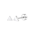 Minimalist silver triangle stud earring with secure threaded flat back screw fastening - Solid Triangle