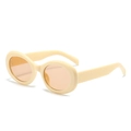 Retro-Oval-Sonnenbrille mit dickem cremefarbenem Rahmen und orangefarbenen Gläsern im 90er-Stil - Cremeweißer Rahmen / Teebraune Gläser