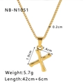 Polished 18k gold plated titanium steel necklace featuring letter X geometric pendant - X(NB-N1051)