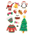 Flat lay of colorful Christmas cartoon stickers featuring Santa, penguin and gingerbread man - Christmas Sticker Series 7