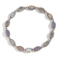 Bracciale in acciaio placcato oro 18K con perline di vetro viola cangianti - Grigio
