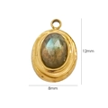 Oval gemstone pendant in frosted 14K gold finish with labradorite inlay, size 12x8mm - Labradorite