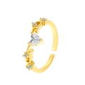 Anello regolabile in oro 18 carati con pietra a cuore e motivi a vite di foglie - Stile Motivo a Voluta Cuore Zirconia Oro (9496)