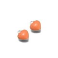 DIY orange heart pendant charm with vibrant enamel finish and silver metal edges - Steel Base Light Orange Heart