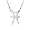 Minimalist silver stainless steel necklace with a Pisces constellation symbol pendant - Pisces - Steel