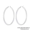 Minimalist silver titanium steel hoop earrings with 60mm diameter and 5mm thickness - Inner Diameter 60mm Thickness 5mm (KE105507-LO)