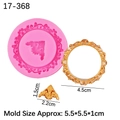 Molde de silicona rosa para corona de encaje con ejemplos de marcos dorados en relieve - Estilo 1 Redondo - Rosa