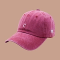 Vintage burgundy washed cotton baseball cap with white C embroidery and 1999 side detail - Adjustable / Rose Red