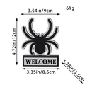 Halloween Spinne Holzschild Deko mit Maßen 12cm Höhe und Welcome Text Aufdruck - Spinne (WELCOME) / Schwarz