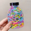 Elastici per capelli colorati usa e getta per ragazze in una bottiglia trasparente - 1000 Pezzi/Barattolo / 5# Multicolore