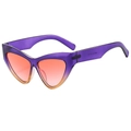 Retro cat-eye sunglasses with purple translucent frame and orange gradient lenses - Purple Tea Frame Red Lens