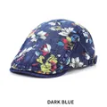 Berretto in denim blu scuro con stampa floreale colorata e fibbia in metallo regolabile - Taglia unica(56-58cm) / Blu scuro