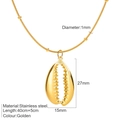 Golden shell pendant necklace with snake chain and precise physical dimensions - Gold-Shell Necklace (G11)