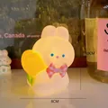 Cute glowing bunny night light holding a tulip flower, variant size 10x8cm - 2# Yellow Peach Rabbit