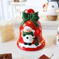 Weihnachtsglocke LED-Licht mit Schneemann-Relief und Sternausschnitten in Rot und Grün - Roter großer Schneemann-Glocke 8.7x8.7x10.2cm