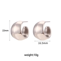 Pendientes de aro facetados de acero inoxidable plateado, tamaño 22mm x 16,5mm - Plateado