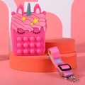 Pink unicorn pop-it fidget purse for girls with adjustable heart pattern strap - Large 13x21x4cm / Rose Red