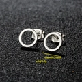 Minimalist round gold stainless steel stud earrings for women with 0.8cm diameter detail - 011 Steel Ring